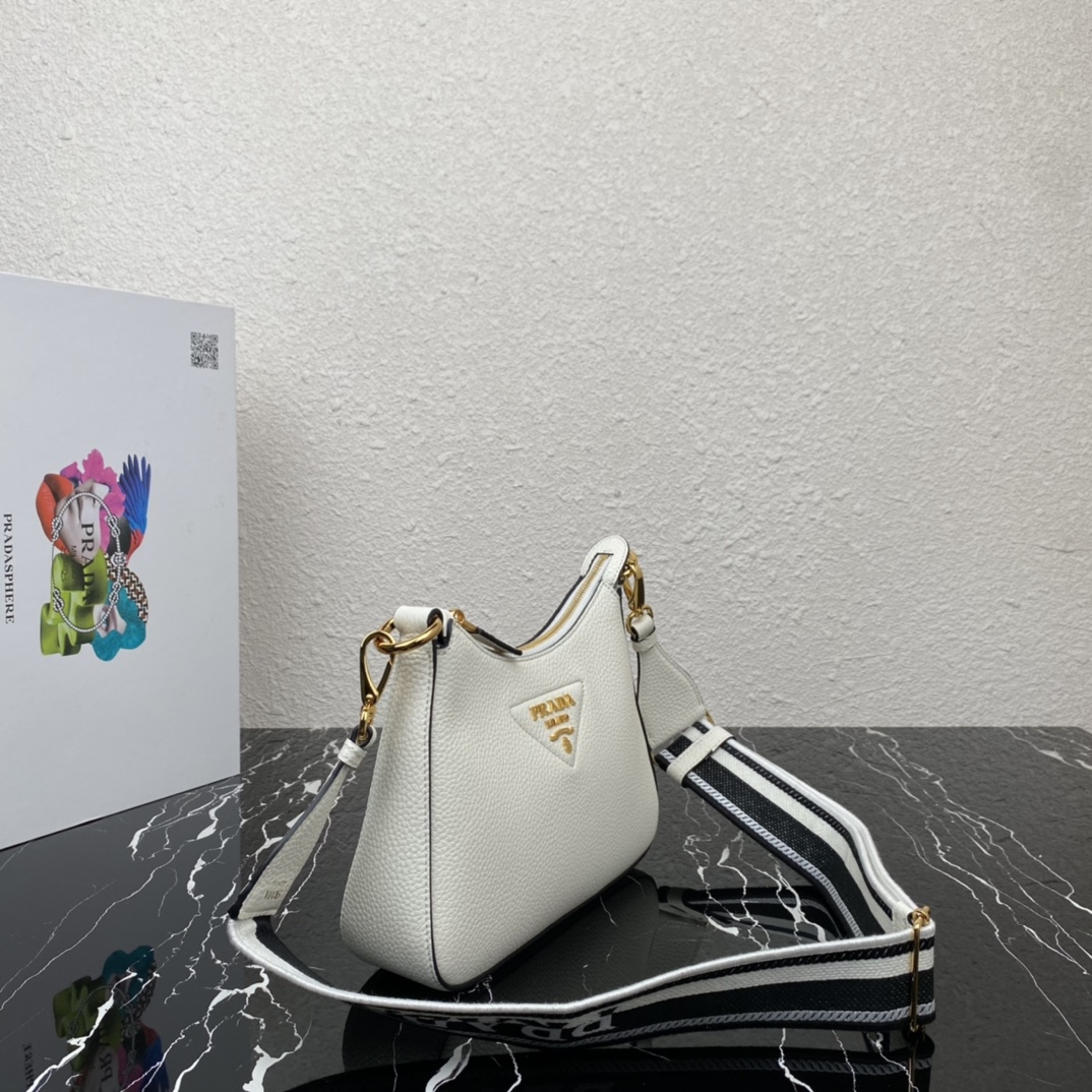 Prada Mini Leather Shoulder Bag Tote Handbag White 1BH193